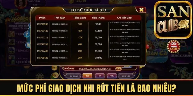 Mức phí giao dịch khi rút tiền là bao nhiêu?